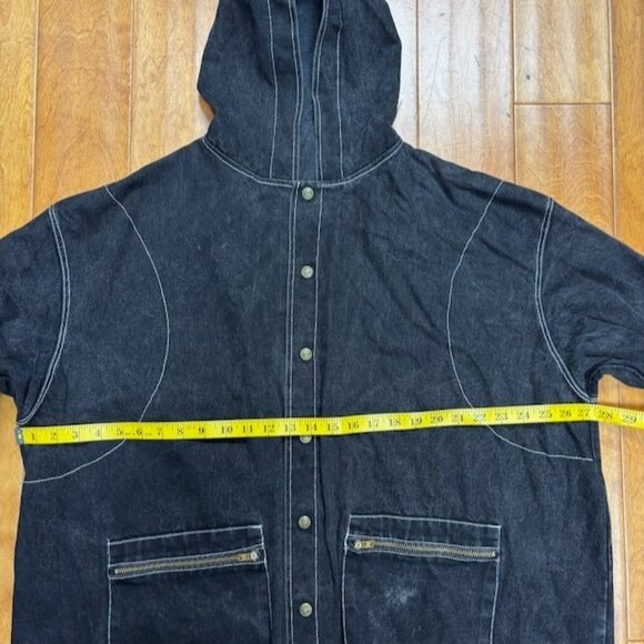 Amanda‎ Uprichard Living Dolls Womens Denim Jacket Hood Distressed Grunge Goth - Picture 7 of 10